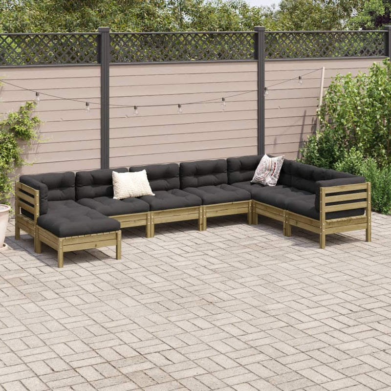 8 Piece Garden Sofa Set with Cushions Impregnated Wood Pine Payday Deals