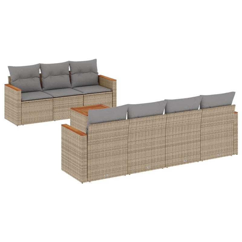 8 Piece Garden Sofa Set with Cushions Mix Beige Poly Rattan Payday Deals