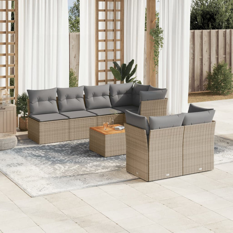 8 Piece Garden Sofa Set with Cushions Mix Beige Poly Rattan Payday Deals