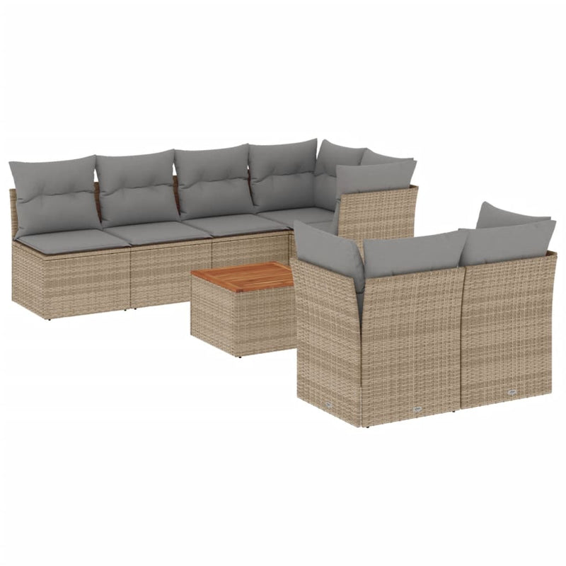 8 Piece Garden Sofa Set with Cushions Mix Beige Poly Rattan Payday Deals