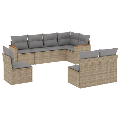 8 Piece Garden Sofa Set with Cushions Mix Beige Poly Rattan Payday Deals