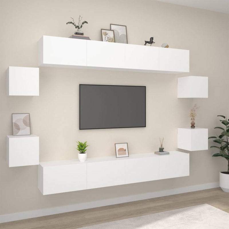 8 Piece TV Cabinet Set White Engineered Wood Payday Deals