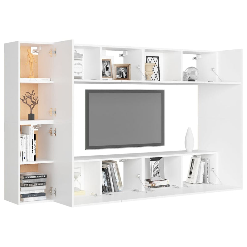 8 Piece TV Cabinet Set White Engineered Wood Payday Deals