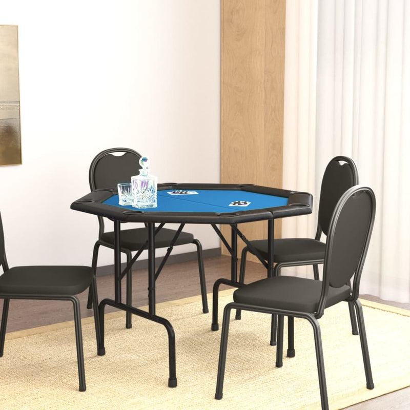 8-Player Folding Poker Table Blue 108x108x75 cm Payday Deals