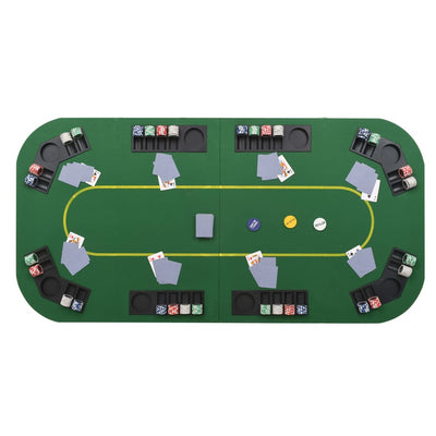 8-Player Folding Poker Tabletop 4 Fold Rectangular Green Payday Deals