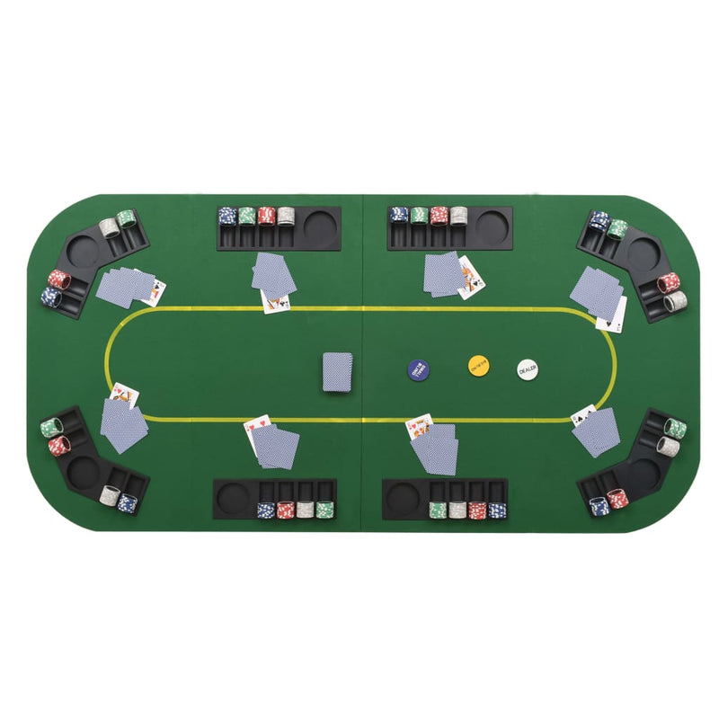 8-Player Folding Poker Tabletop 4 Fold Rectangular Green Payday Deals