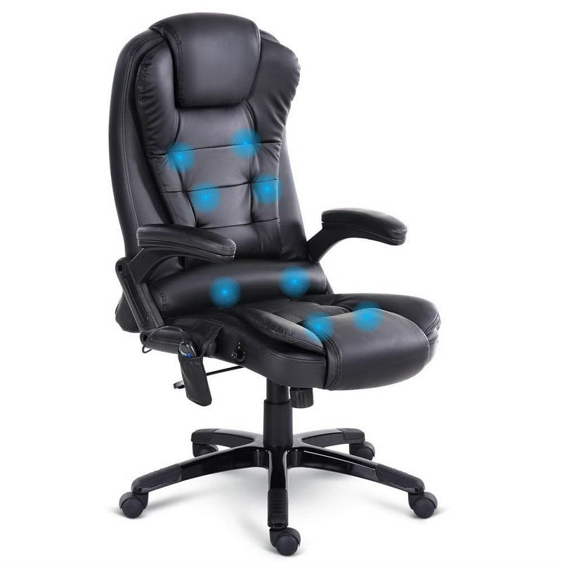 8 Point PU Leather Reclining Massage Chair - Black Payday Deals