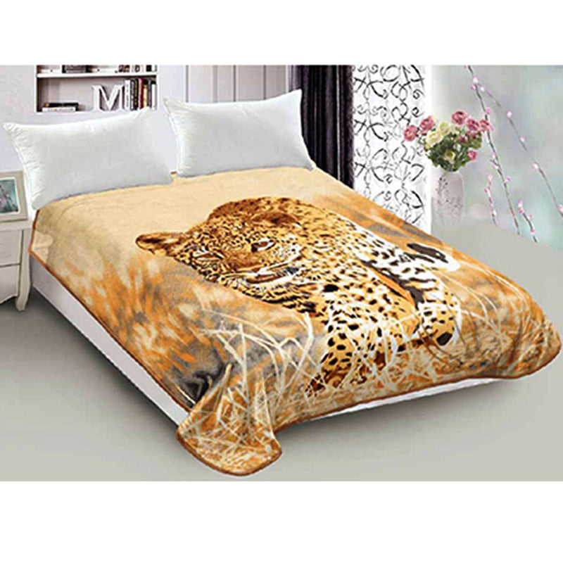 800GSM Luxury Reversible Animal Pattern Mink Blanket Queen 200 x 240 cm Prowling Leopard Payday Deals