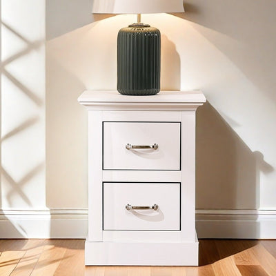 Ashford White 2 Drawer Bedside Table with Dresser - Elegant Storage Solution for Your Bedroom