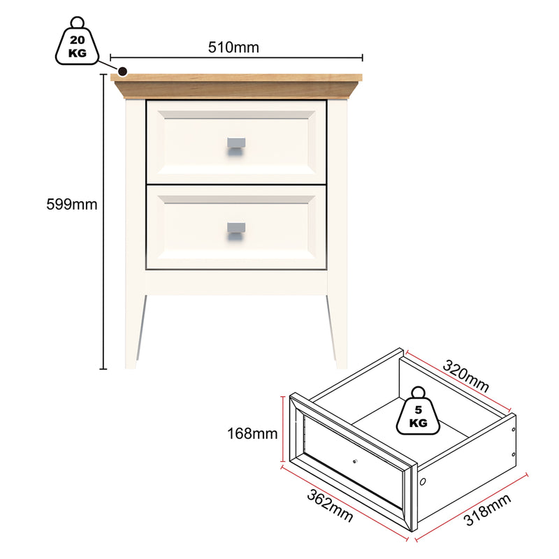 Coogee 5 Drawer Tallboy with 2 Matching Bedside Tables | Stylish Bedroom Storage Solution