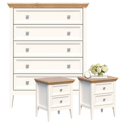 Coogee 5 Drawer Tallboy with 2 Matching Bedside Tables | Stylish Bedroom Storage Solution