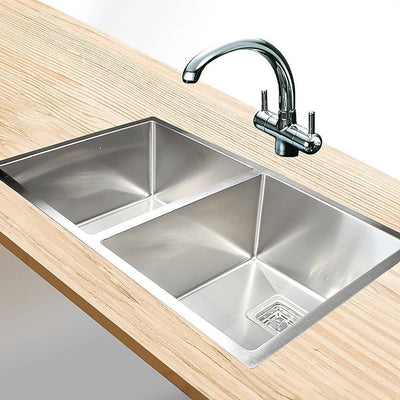 835x505mm Handmade 1.5mm Stainless Steel Undermount / Topmount Kitchen Sink with Square Waste Payday Deals