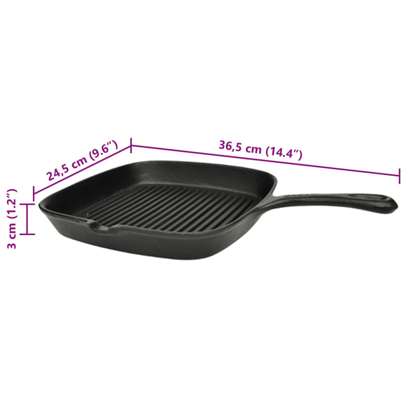 Cast Iron Grill Pan 24x23 cm