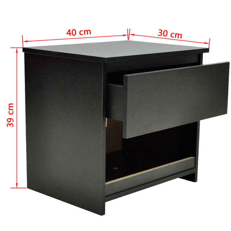 Nightstand with One-Drawer Black 2 pcs