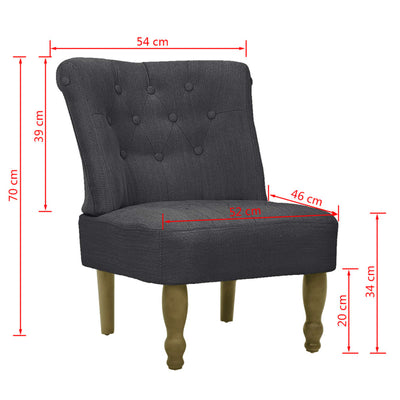 French Chair Grey Fabric