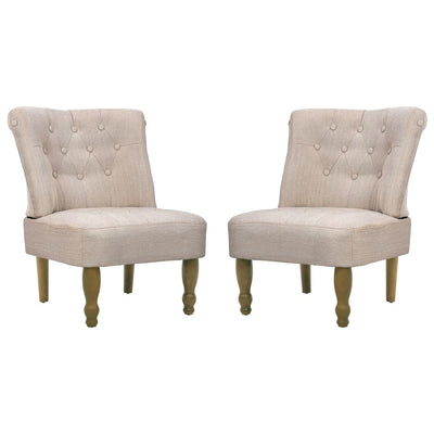 French Chairs 2 pcs Cream Fabric