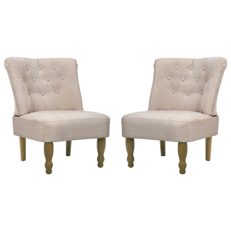 French Chairs 2 pcs Cream Fabric