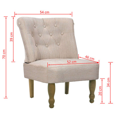 French Chairs 2 pcs Cream Fabric