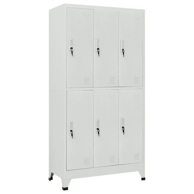 Locker Cabinet with 6 Compartments Steel 90x45x180 cm Grey