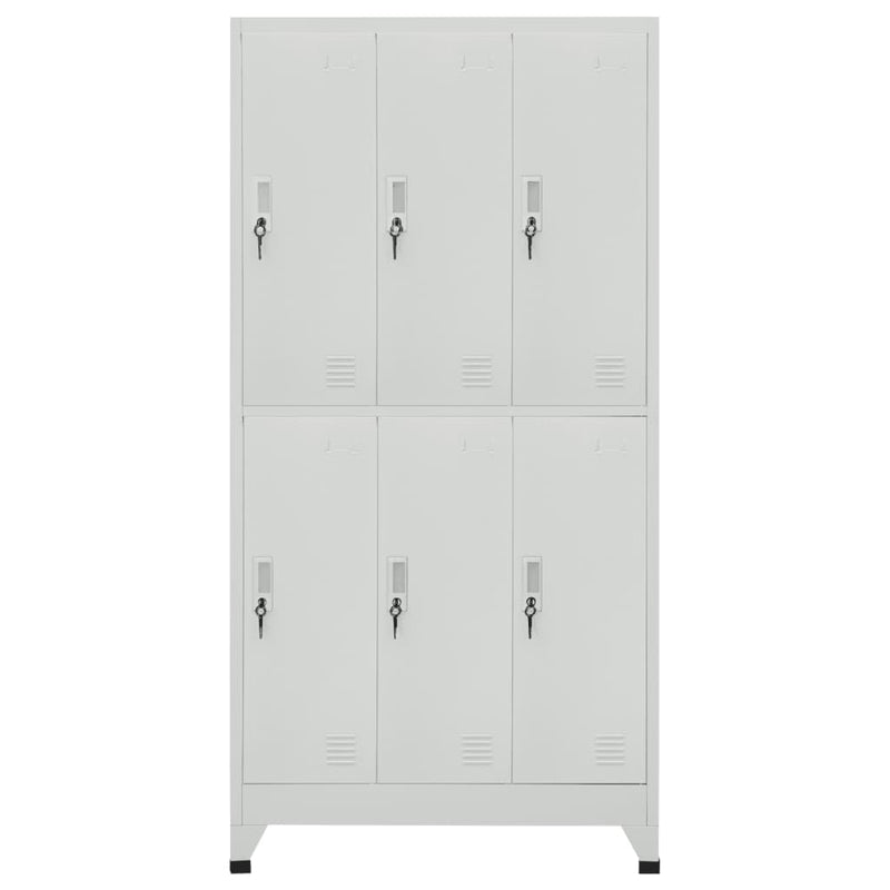 Locker Cabinet with 6 Compartments Steel 90x45x180 cm Grey