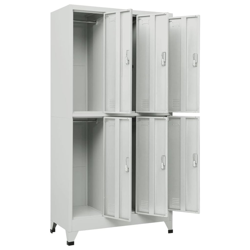 Locker Cabinet with 6 Compartments Steel 90x45x180 cm Grey