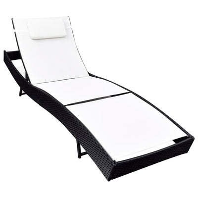 Sun Lounger Poly Rattan Black