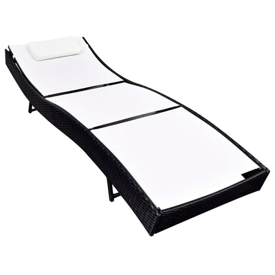 Sun Lounger Poly Rattan Black