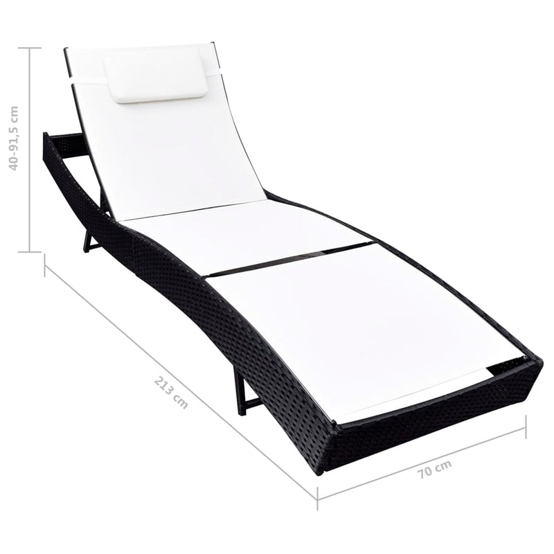 Sun Lounger Poly Rattan Black