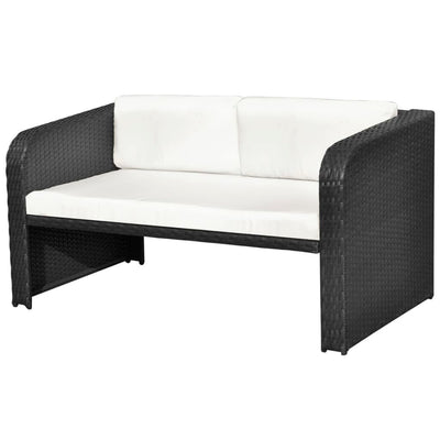 4 Piece Garden Lounge Set with Cushions Poly Rattan Black