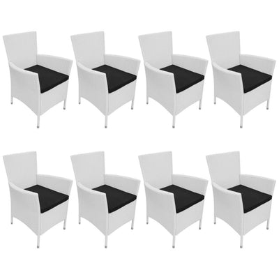 9 Piece Outdoor Dining Set Poly Rattan Cream White