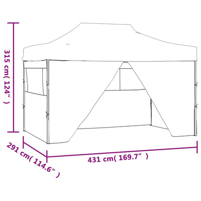 Foldable Tent Pop-Up with 4 Side Walls 3x4.5 m Cream White