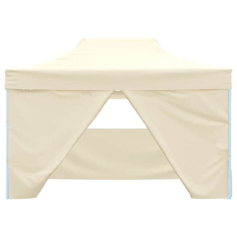 Foldable Tent Pop-Up with 4 Side Walls 3x4.5 m Cream White