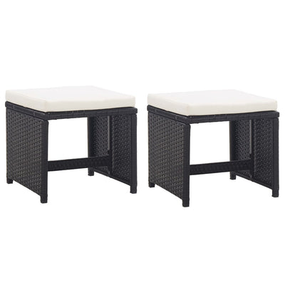 5 Piece Outdoor Dining Set with Cushions Poly Rattan Black