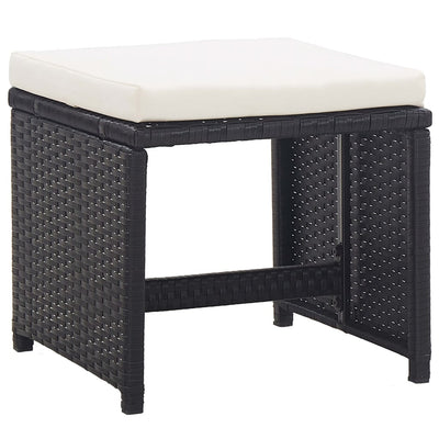 5 Piece Outdoor Dining Set with Cushions Poly Rattan Black