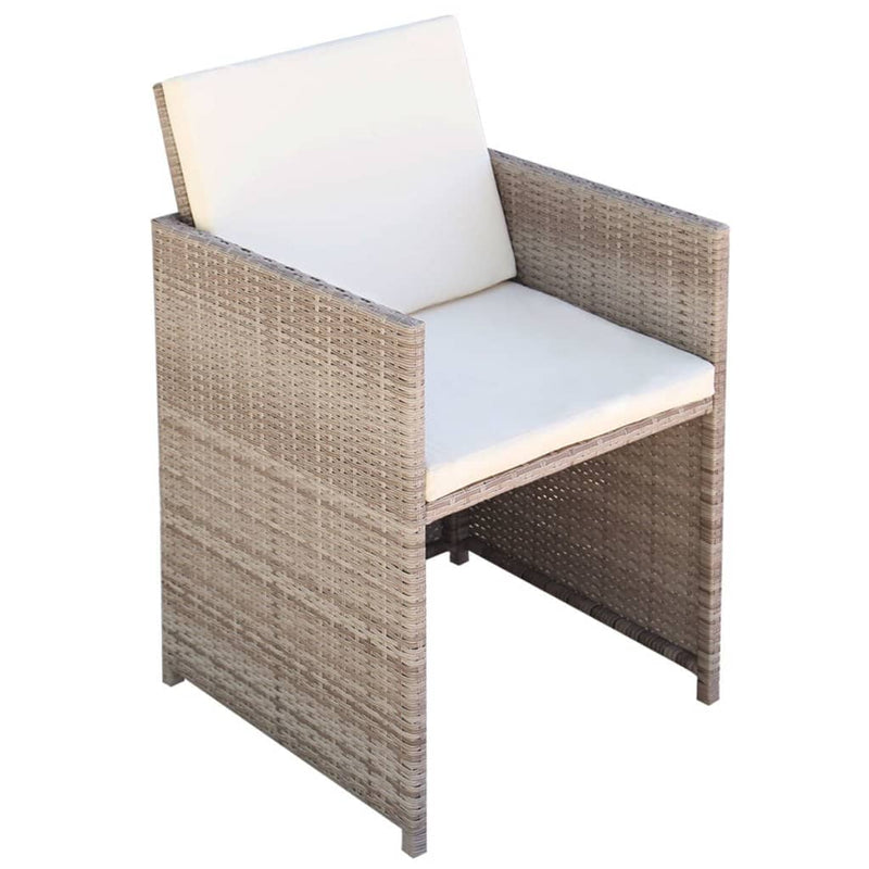 5 Piece Outdoor Dining Set with Cushions Poly Rattan Beige