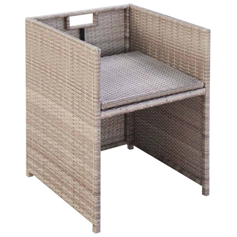 5 Piece Outdoor Dining Set with Cushions Poly Rattan Beige