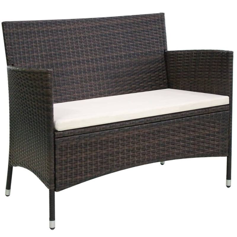 Garden Bench 106 cm Poly Rattan Brown