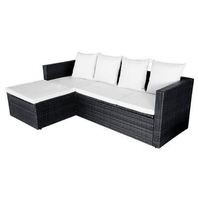 4 Piece Garden Lounge Set with Cushions Poly Rattan Black