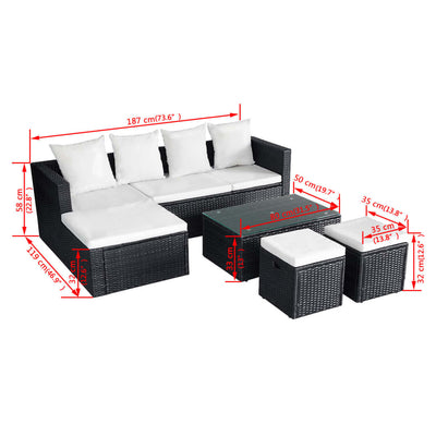 4 Piece Garden Lounge Set with Cushions Poly Rattan Black