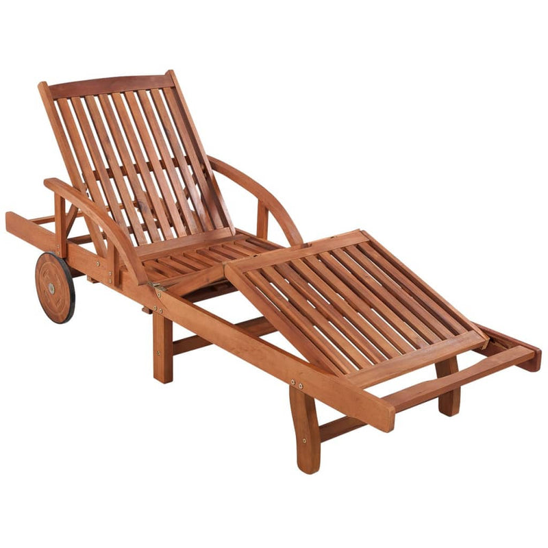 Sun Lounger with Cushion Solid Acacia Wood