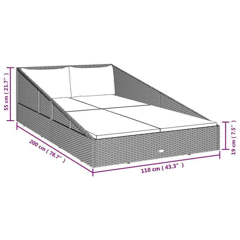 Garden Bed Black 110x200 cm Poly Rattan