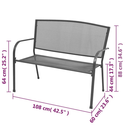 Garden Bench 108 cm Steel and Mesh Anthracite