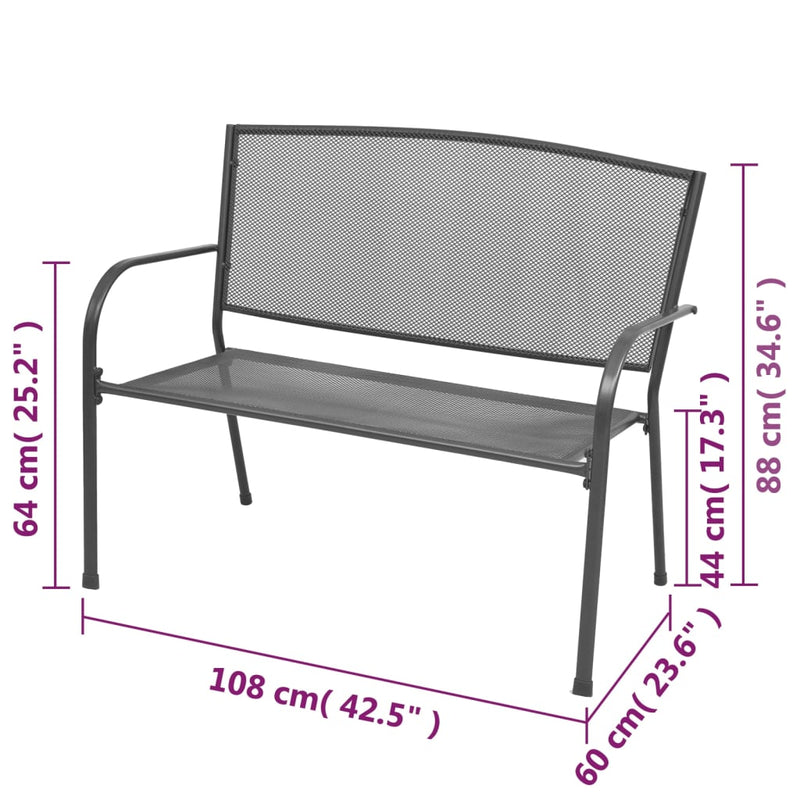 Garden Bench 108 cm Steel and Mesh Anthracite