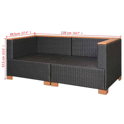 Garden Sofa Poly Rattan Black