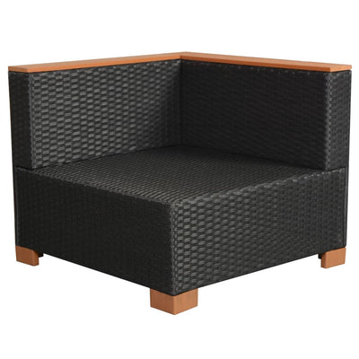 6 Piece Garden Lounge Set with Cushions Poly Rattan Black