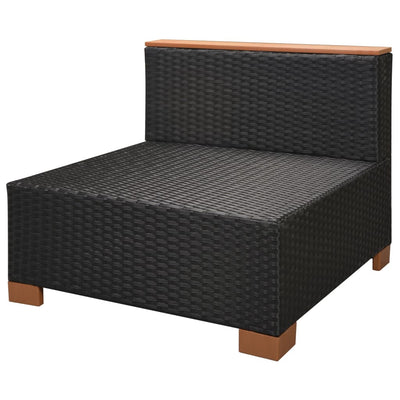 6 Piece Garden Lounge Set with Cushions Poly Rattan Black