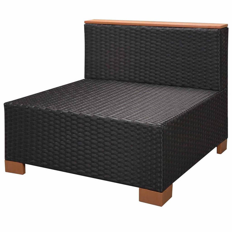 7 Piece Garden Lounge Set with Cushions Poly Rattan Black