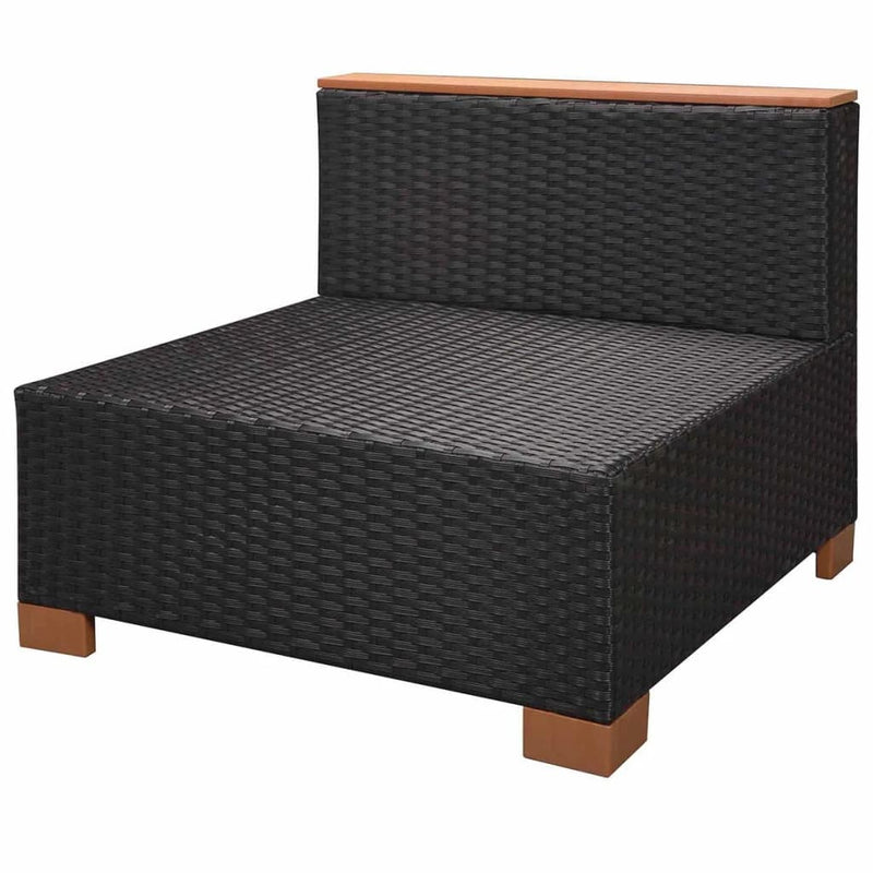 8 Piece Garden Lounge Set with Cushions Poly Rattan Black