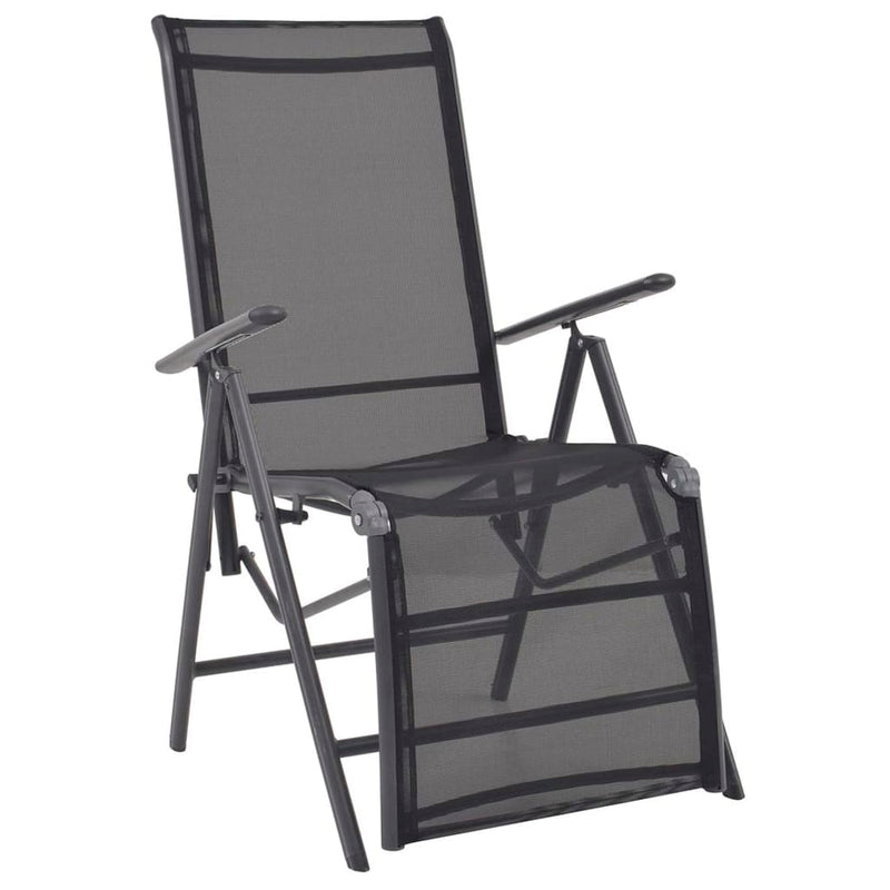 Reclining Deck Chair Aluminium and Textilene Black