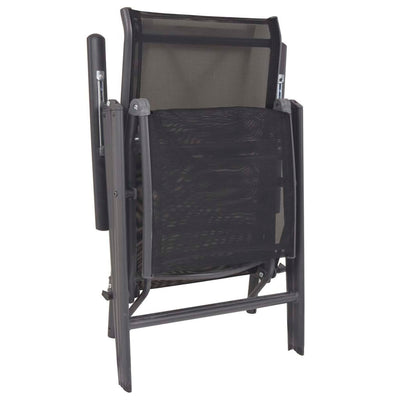 Reclining Deck Chair Aluminium and Textilene Black